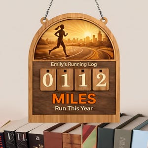 Personalized Running Miles Tracker, Miles Ran This Year Sign Tracker, Running Counter Log, Gift For Runners, Yearly Mileage Tracker Decor