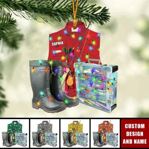 Personalized Fishing Christmas Ornament, Custom Name Fishing Christmas Tree Decor, Fishing Keepsake, Christmas Gift For Fishing Lover
