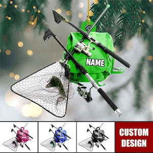 Personalized Fishing Christmas Ornament, Custom Name Fishing Christmas Tree Decor, Fishing Keepsake, Christmas Gift For Fishing Lover