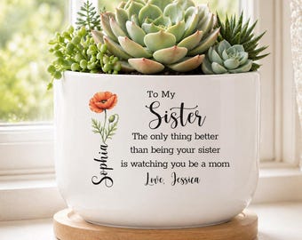 Maceta personalizada para el Día de la Madre, regalo personalizado para mamá, regalo para mamá primeriza de parte de su hermana.