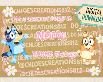 Editable Bluey Birthday Banner | Canva Template | Instant Download | 3x5 Banner | Bluey, Birthday, Banner