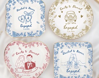 Plato personalizado para anillos de compromiso, plato personalizado para anillos de boda, soporte para anillos, regalo para despedida de soltera, regalo de compromiso para la novia, pareja, regalo para la novia