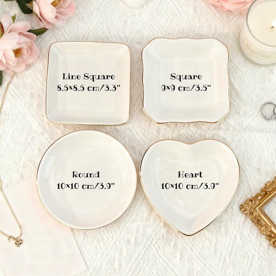 Personalized Ceramic Locked Ring Dish, Toile De Jouy, Wedding Gift