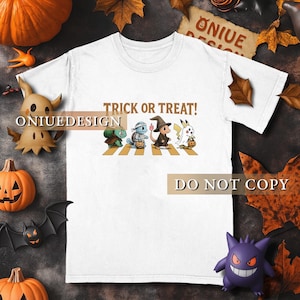 Halloween Shirt – Bulbasaur Squirtle Charmander Trick or Treat Tee – Cute Starter Trio Costume Design.