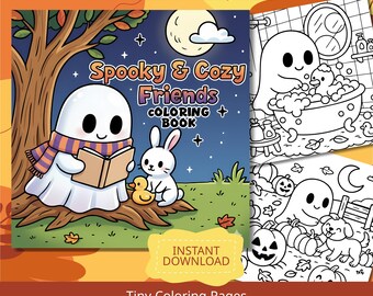 Kawaii Halloween Coloring Book: Spooky Cozy Friends (Digital Download)