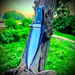 Handmade Hunting Knife | Full Tang Bowie with Micarta Handle | Camper Knife Gift for Her | Anniversary Gift for Husband