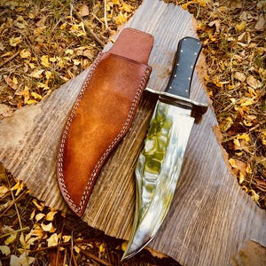 Musso Handmade D2 Steel Bowie Knife: Full Tang Black Micarta Handle, Collector&#39;s Gift