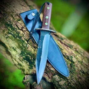 Handmade Hunting Knife with Natural Handle | 5160 Spring Steel Full Tang Bowie Knife | Outdoor Easy Carry Gift Knife for Women