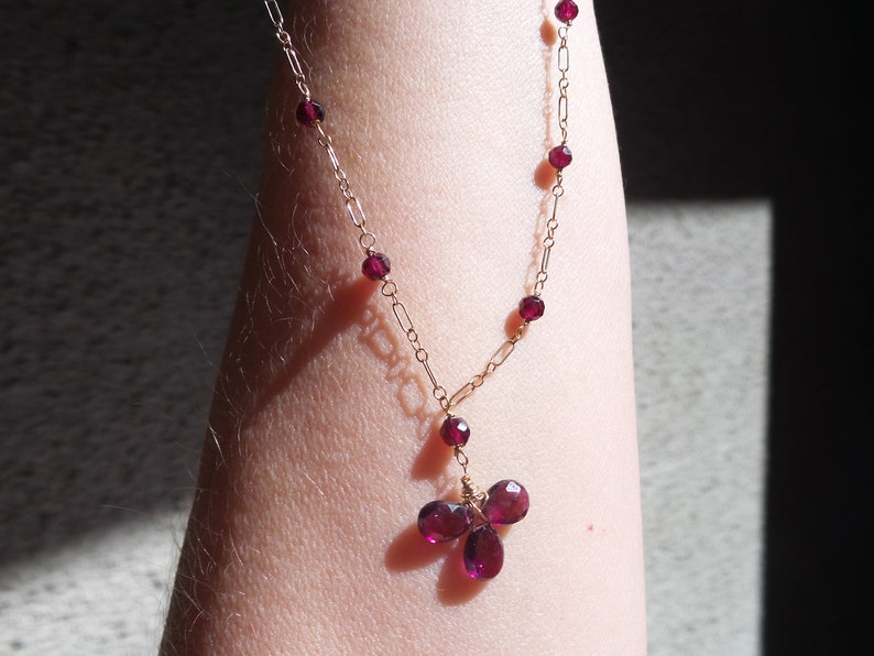 Rhodolite garnet chain necklace