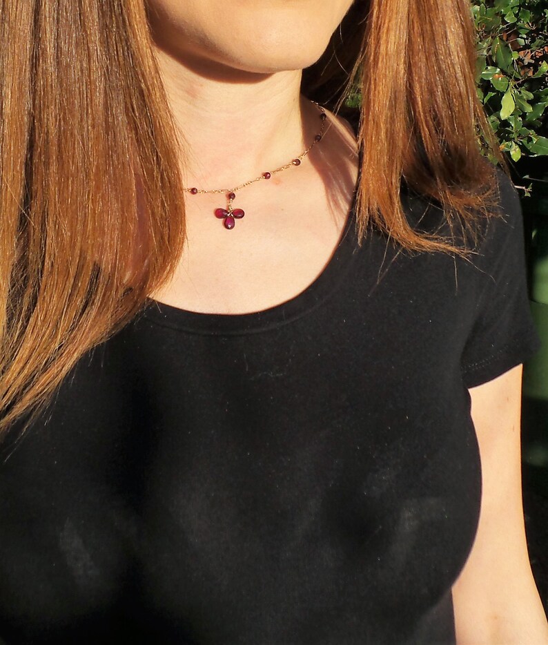 Rhodolite garnet chain necklace