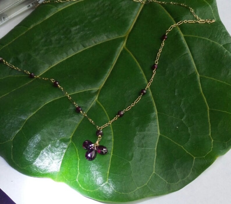 Rhodolite garnet chain necklace