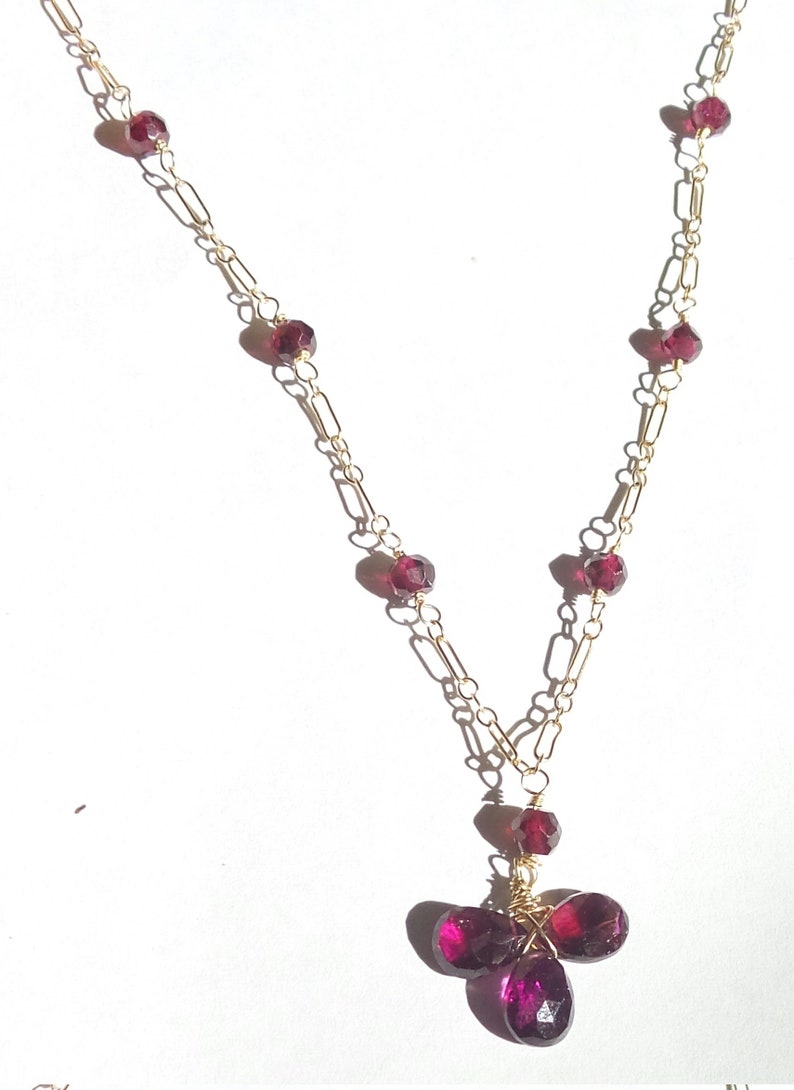 Rhodolite garnet chain necklace