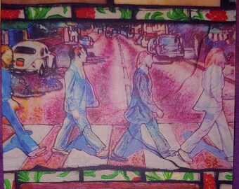 Abbey Road Mosaic, original greeting card, Beatles, original art card