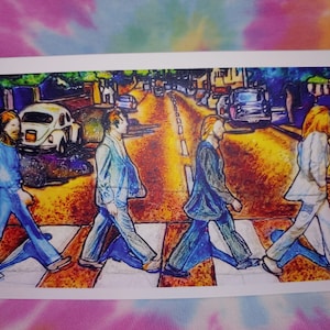 Abbey Road greeting card, original art, OOAK, Birthday, Beatles