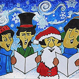 Happy Christmas ,Merry Christmas card, OOAK, rock and roll music, Beatles music