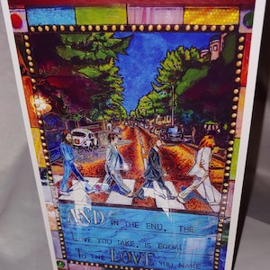 Abbey Road, Stained glass, Beatles, Greeting card, OOAK, Birthday, Christmas