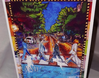 Abbey Road, Stained glass, Beatles, Greeting card, OOAK, Birthday, Christmas