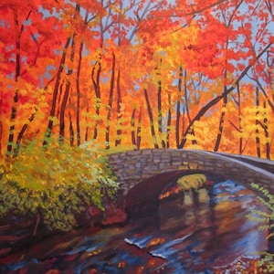 Autumn Bridge, Art greeting card