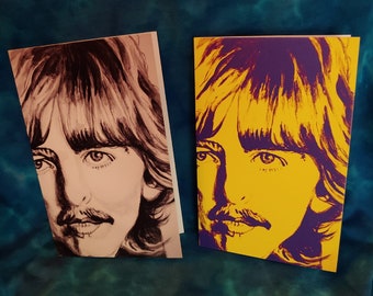 George Harrison Greeting cards, Beatles, Original artwork, original art card