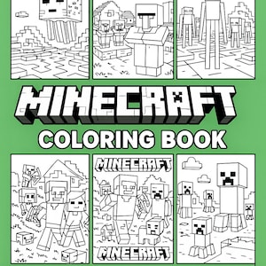 Minecraft Malbuch 10 druckbare Seiten, digitaler Download, lustige Pixel-Art-Charaktere, Jungen & Mädchen Aktivitätsbuch