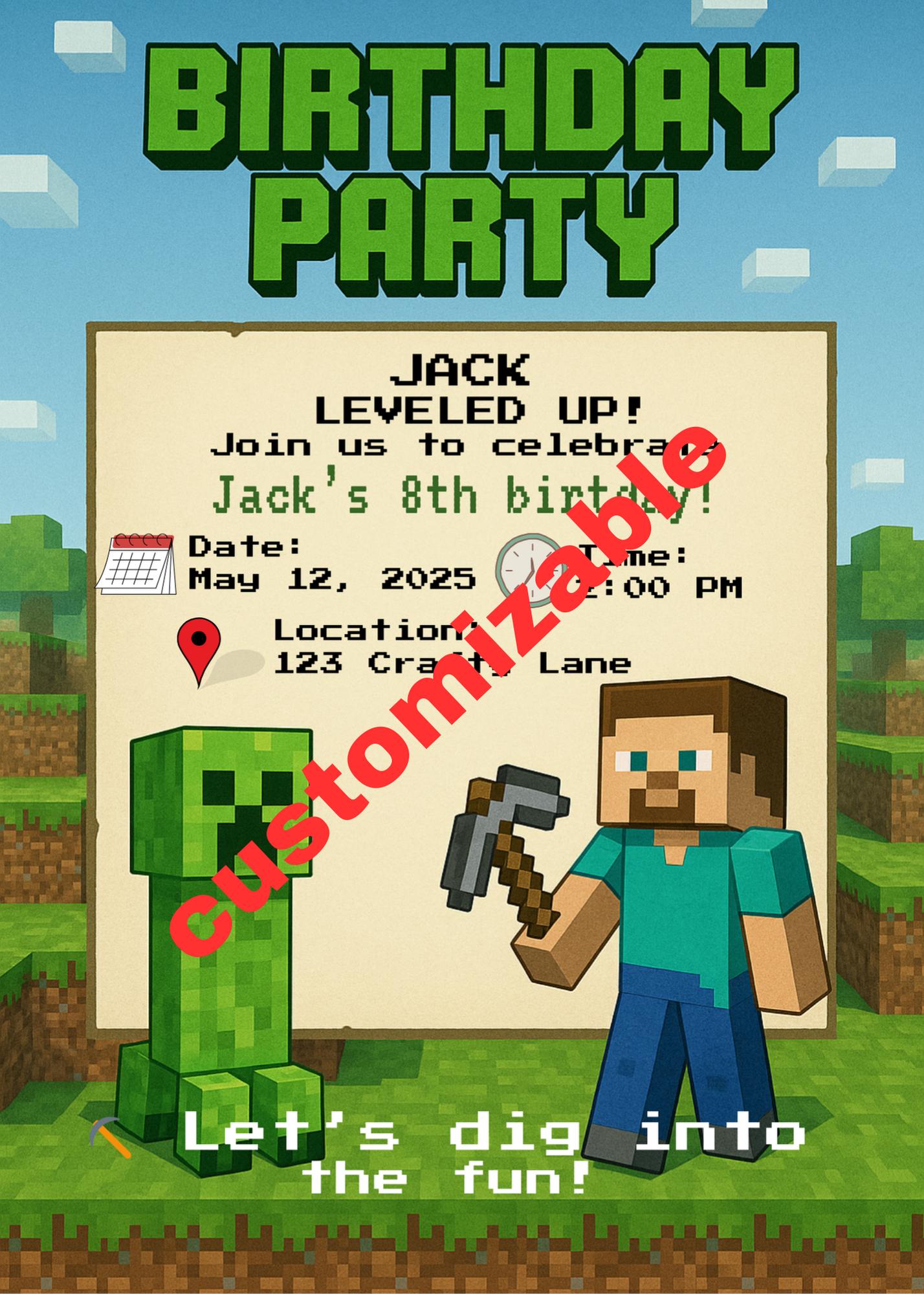 Minecraft Blank + Canva Invite