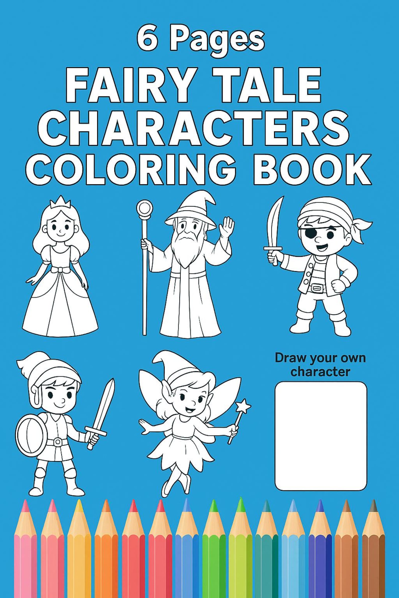 Fairy Tale Characters Coloring Book 6 Printable Pages, Digital Download ...