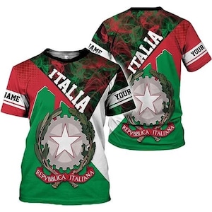 Custom Italy Flag T-Shirt: Personalized Repubblica Italiana Emblem, Italian Pride Tee
