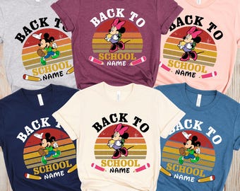 Anpassad Disney-skjorta för skolstart, Comfort Colors® Disney-skjorta, Musse & Mimmi-skjorta för skolstart, Disneyworld-skjorta för första skoldagen