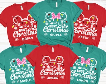 ディズニーのベストクリスマスシャツ、カスタムディズニークリスマスファミリーシャツ2025、ディズニークリスマススクワッドTシャツ、ディズニークリスマスクルーマッチングシャツ