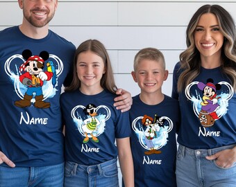 Camiseta personalizada de Piratas de Disney 2026, camisetas Disney de colores cómodos, camisetas personalizadas para la familia de cruceros Disney, camisetas personalizadas para la tripulación de cruceros Disney