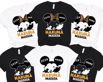 Chemise Disney Hakuna Matata 2026, t-shirt voyage safari Disney personnalisé, chemises Minnie Mickey Animal Kingdom, T-shirt personnalisé mode safari Disney