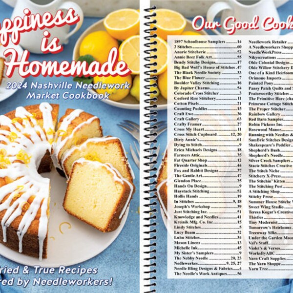 Nashville New Release 2024 - Happiness is Homemade Cookbook - Needlework Market Cookbook