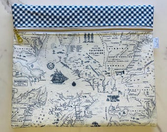 Project Bag | Independence - Map of the Thirteen Original Colonies | Handcrafted Gift