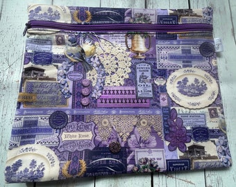 Cross Stitch Project Bag, Curated in Color Purple Project Bag, Cathe Holden Fabric