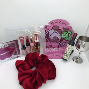 Self-care set, “Wine down” Self-care set, Spa set, Gifts, Gift for her, Care kit, Pamper Spa set, Wine Lip gloss, Wine Lip tint, Beauty set