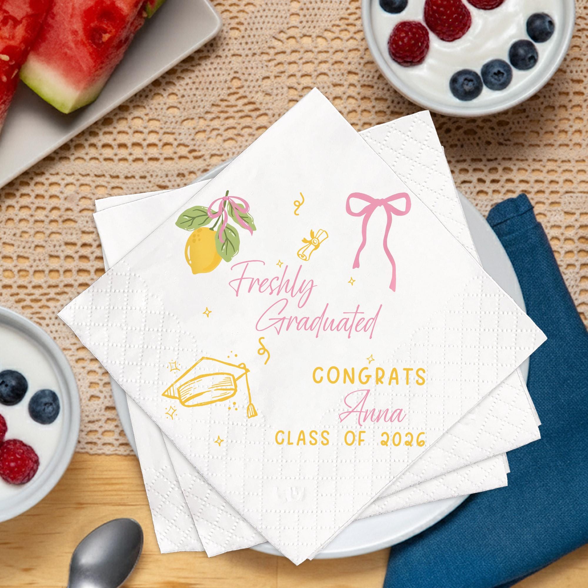 Personalized Freshly Graduated Paper Napkin, Custom Class of 2026 Party ...