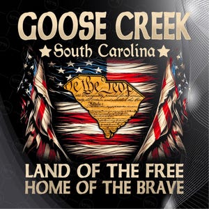 Goose Creek South Carolina PNG, Amerikanische Flagge Vaterländische Sublimation, 4. Juli USA Karte PNG, digitaler Download