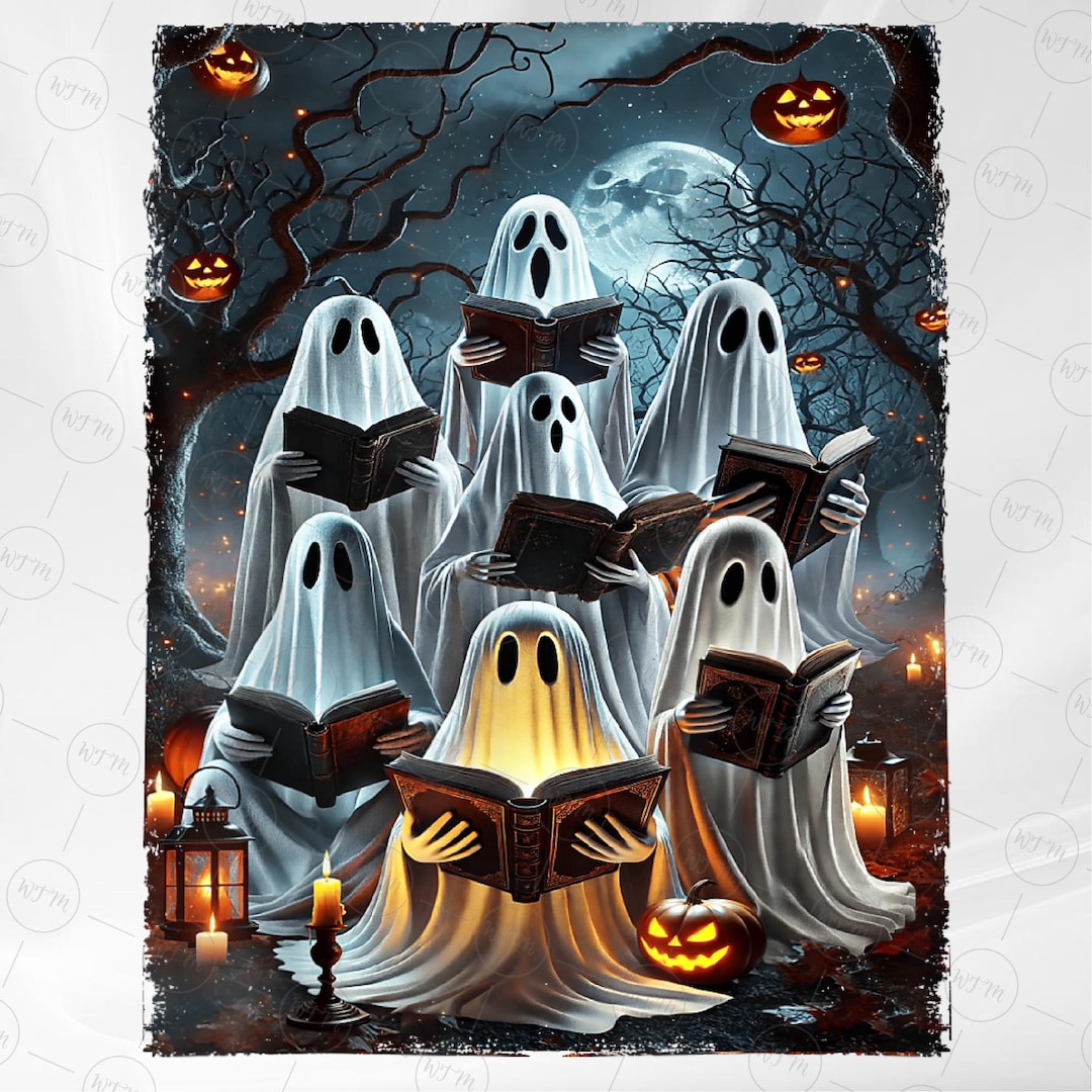 Ghost Choir PNG, Halloween Ghosts Clipart, Spooky Book Sublimation ...