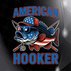 Prostituta americana PNG, diseño patriótico para papá pescador de lubina, sublimación divertida del 4 de julio, descarga instantánea