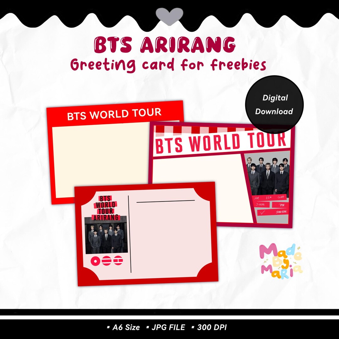 BTS Arirang Greeting Card Printable | Kpop Concert Freebies Card Army ...