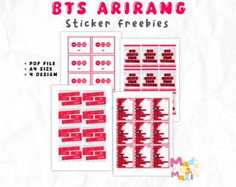 Arirang Concert Freebies Stickers | BTS Inspired Printable Sticker Sheet | Kpop Fan Freebies PDF