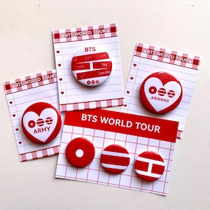 BTS Arirang pin button set red heart design