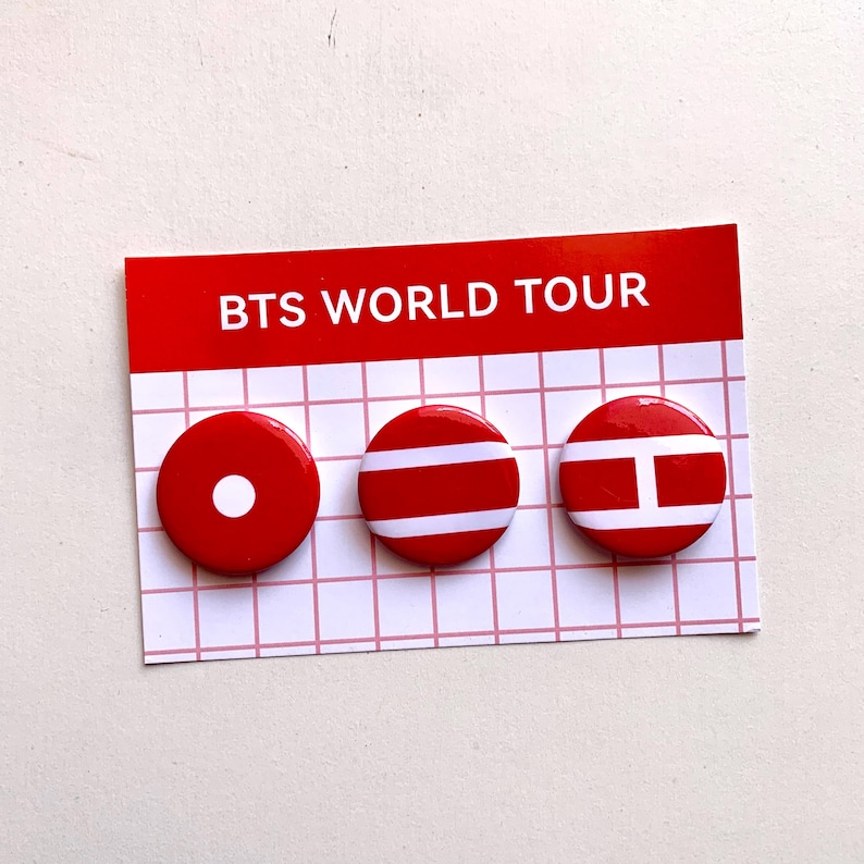 BTS ARMY heart logo pin button set