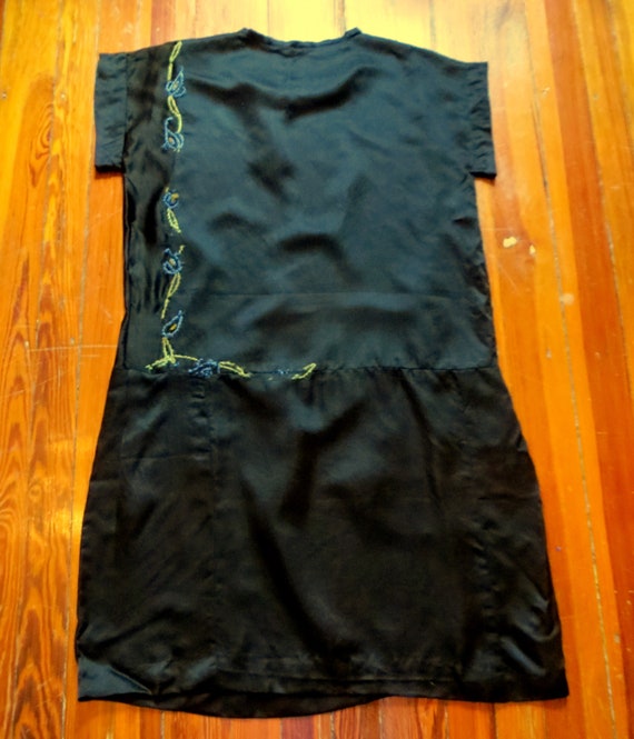 Rare Find 20s Handmade Black Silk Dress w/Unfinis… - image 1