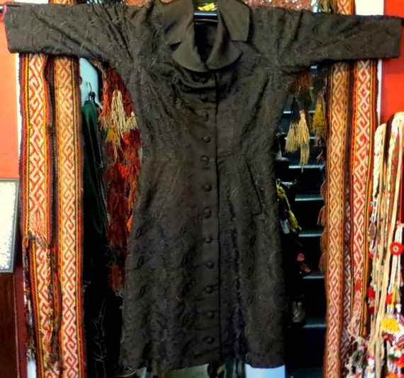 Nan Duskin Embroidered Black Silk Coat/Dress/Dust… - image 2