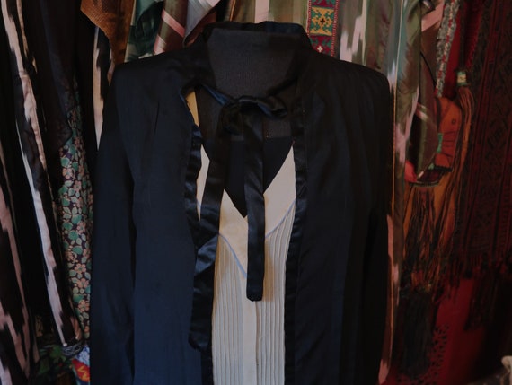 Stunning 20s/30s Black Silk Crepe De Chine Dress … - image 9