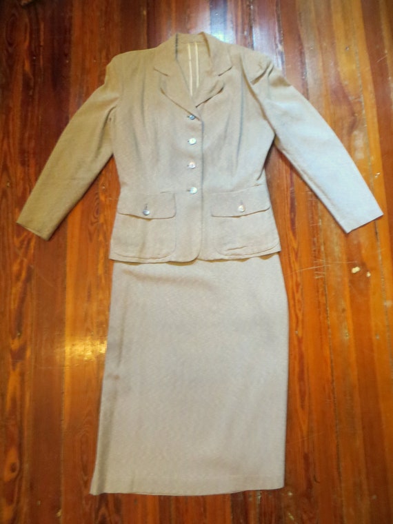 Rare L Old Hollywood 40s Gray and White Striped Fi