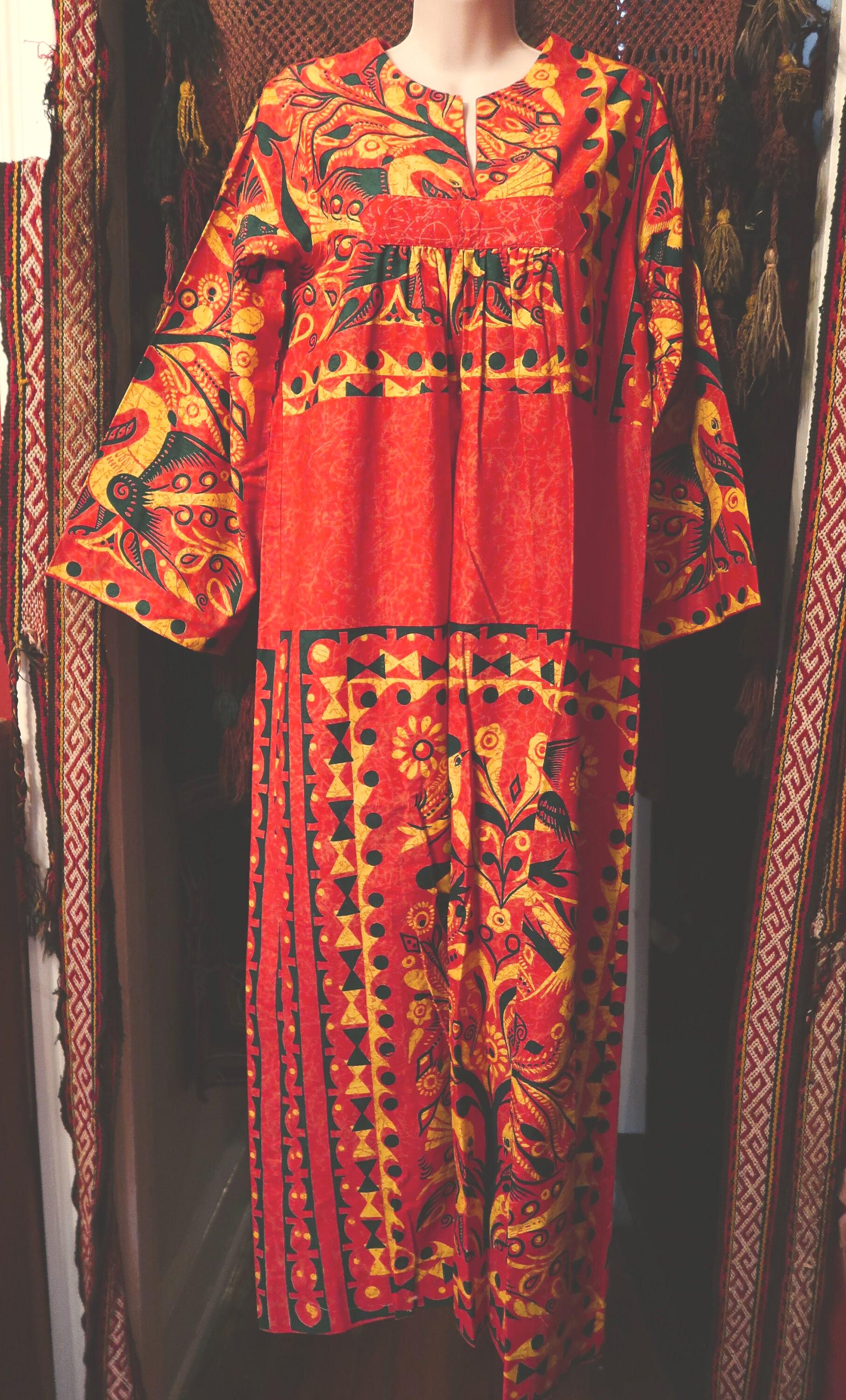 Mexican Robe Rare La Casa De Josefa Mexican Bird Cotton Dress/kaftan/robe NOS - Etsy