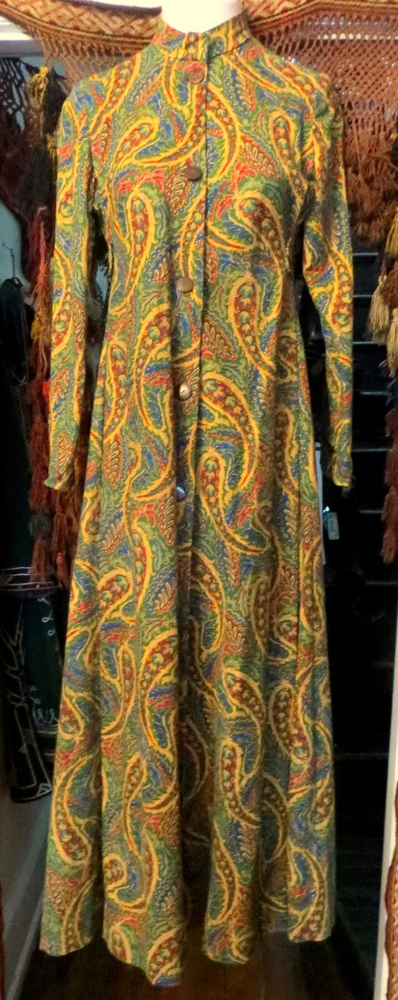 SALE 60s Psychedelic Paisley Heavy Cotton Coat/Ro… - image 4