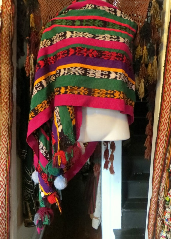 SALE Rare Super Long Guatemalan Handwoven Shawl w… - image 1